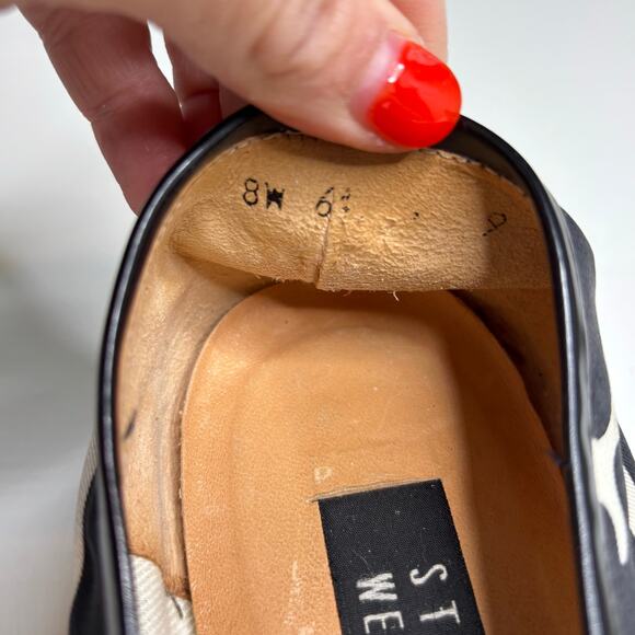 Stuart Weitzman Animal Print Slip On Mini Wedge Espadrilles Square Toe 9 - Picture 7 of 10